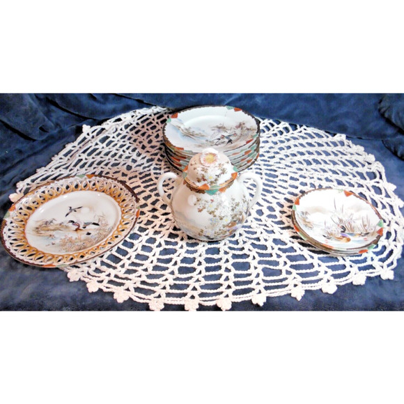 Vintage Japanese Water Birds 10 PC. Tea Set - Picture 2 of 16